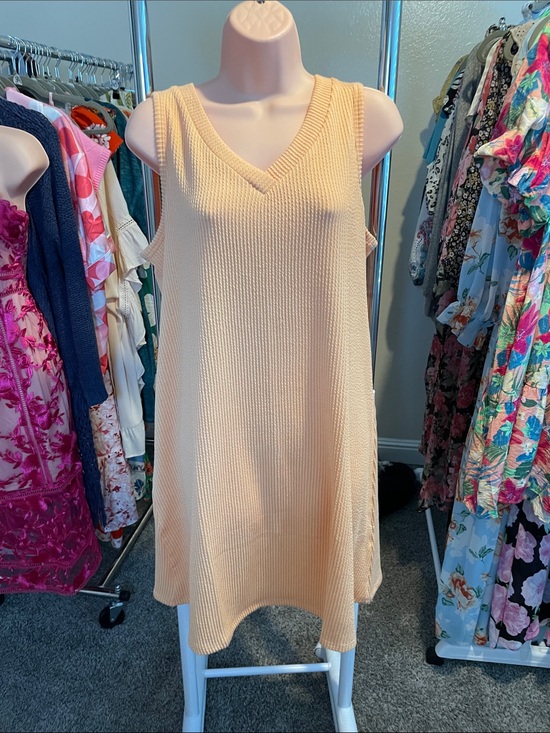 Andre By Unit Dresses & Skirts - Sleeveless V-Neck Knit Dress in Peach